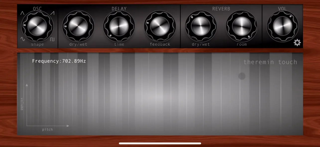 Theremin Touch main screen on iPhone